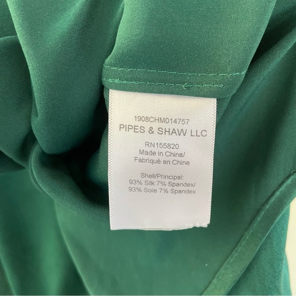 Veronica Beard Wade Top 0 Emerald Green Long Sleeve Tie Neck Silk - Picture 13 of 13